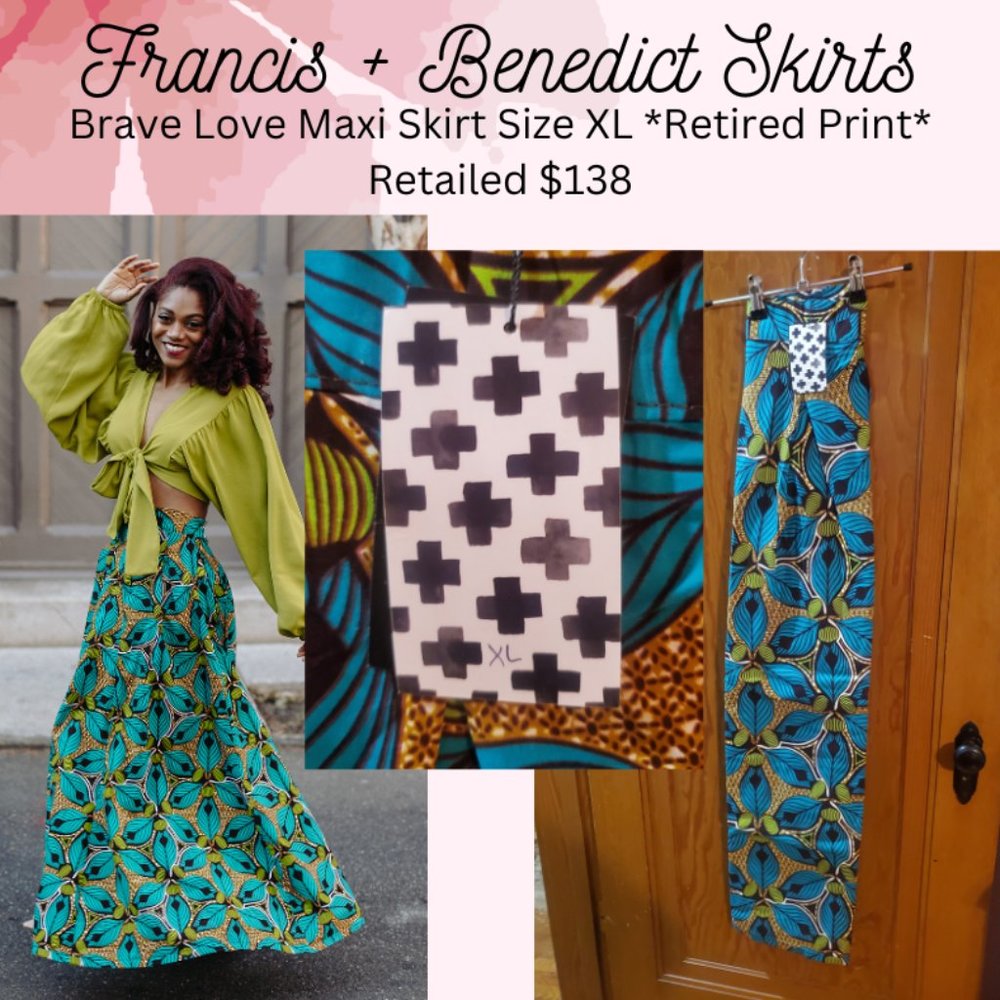 NWT Francis + Benedict Size XL Maxi Skirt "Brave Love"